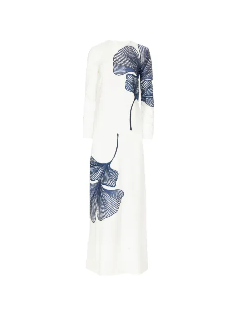 Costarellos Austie floral-embroidered column maxi dress White PF2551