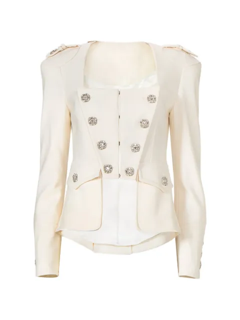 Costarellos Bettina crystal-button blazer Neutrals PS2676