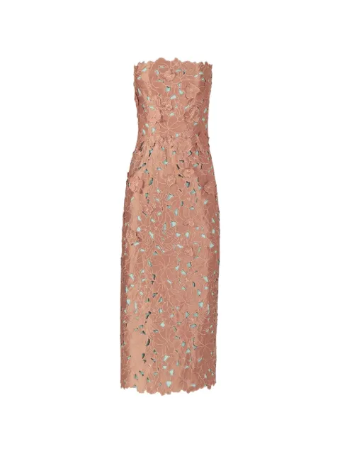 Costarellos Zira floral-cut strapless midi dress Neutrals PS2611