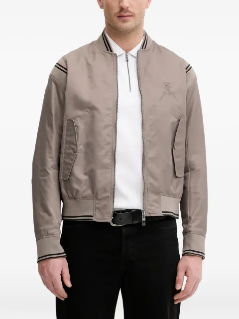Armani Exchange logo-embroidered bomber jacket Neutrals XM002017AF19828