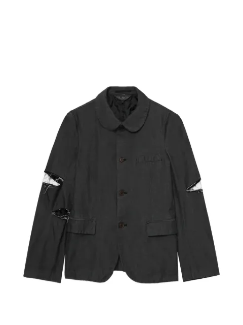 Black Comme Des Garçons peter-pan collar ripped overshirt Black 1OJ005