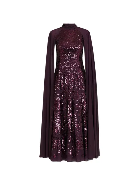 Needle & Thread sequin-embellishment cape-sleeve gown maxi dress Purple DGCP07RRM26PSP