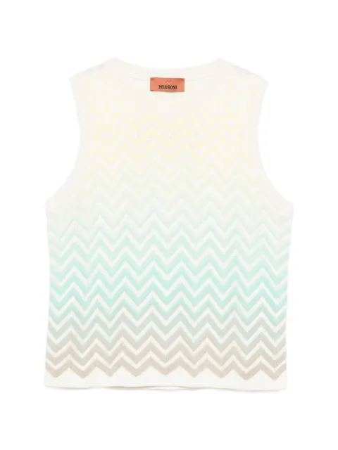 Missoni Chevron dégradé cotton and viscose sleeveless top Neutrals DS26SK0UBK01HE