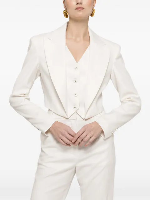 NISSA button cropped blazer White S16425