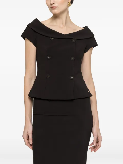 NISSA off-shoulder fitted blouse Black S1345