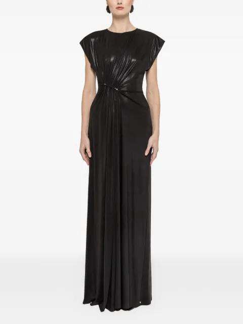 NISSA ruched metallic stretch-jersey maxi dress Black RS16407