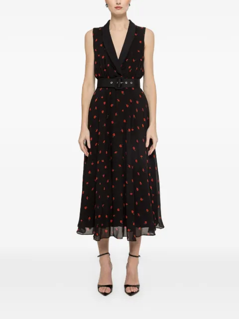 NISSA belted floral midi dress Black RC16510PRINT