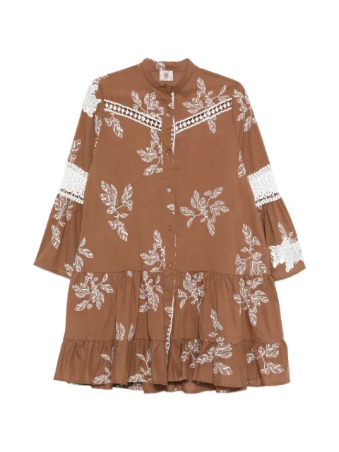 Bye button-fastening lace-detail midi dress Brown 6SBCB4N914