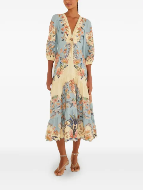 FARM Rio V-neck floral midi dress Blue 35131026016