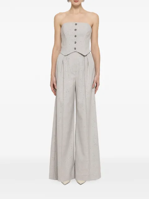 NISSA embellished wide-leg palazzo pants Grey P1360