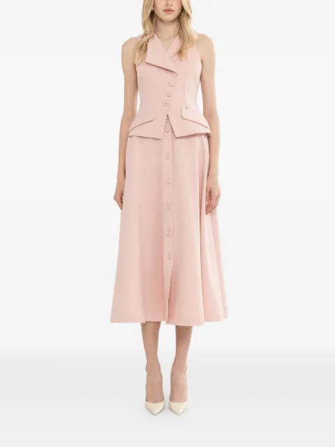 NISSA button detail midi skirt Pink F16496