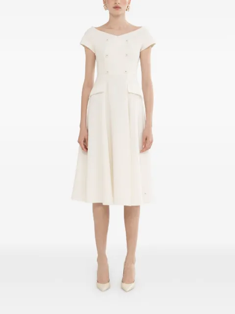 NISSA A-line crepe midi dress White RC16453WHITE
