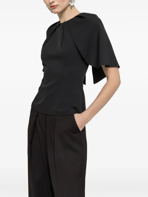 NISSA cape design blouse Black TOP16487