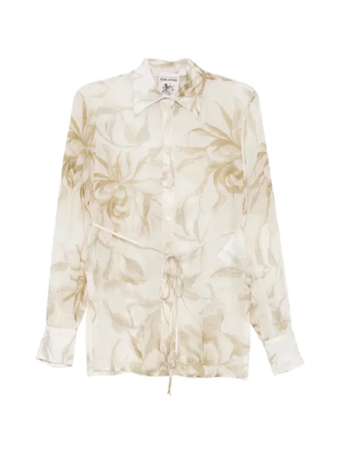 Semicouture floral tie-waist shirt Neutrals Y6SS10