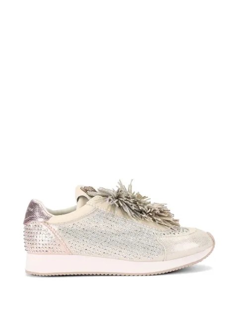 Kurt Geiger London fringed embellished sneakers Silver 5377765209