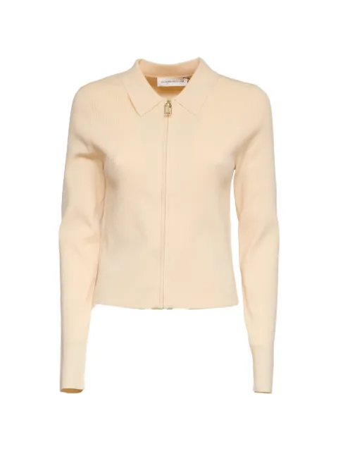 Victoria Beckham Mila ribbed-knit zipped cardigan Neutrals 1226KTP007268A