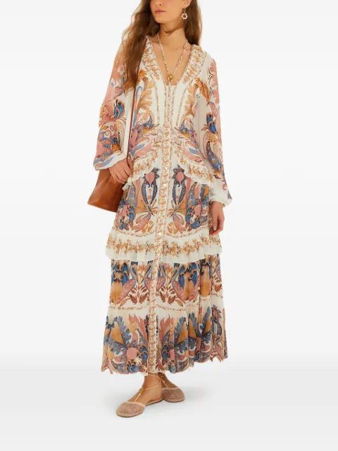FARM Rio tiered ruffled maxi dress Neutrals 359252