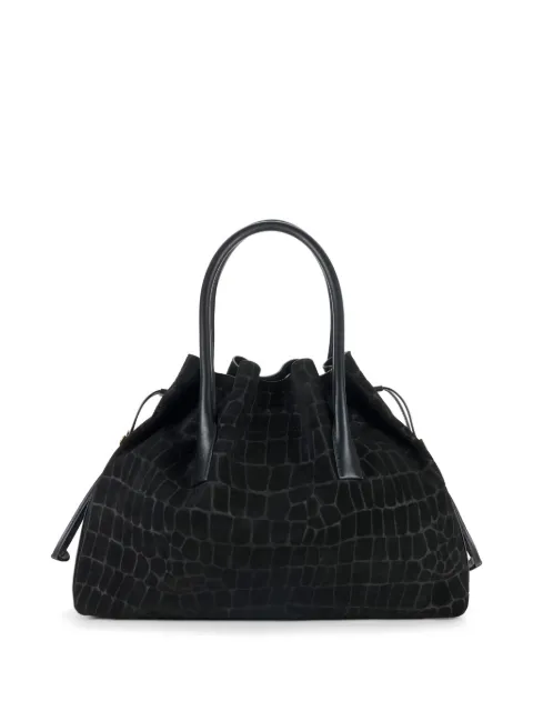 Elisabetta Franchi crocodile print suede bag Black BS19H61E2