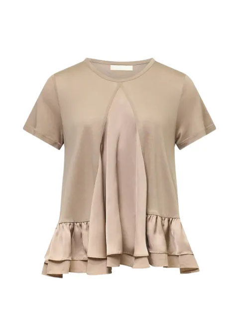 Club21 ruffled knit T-shirt Neutrals KAYTPL025CLAYSS26