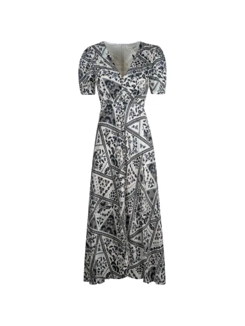 Saloni puff sleeve floral dress White 17642175