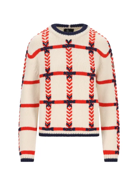 Moncler Grenoble jacquard crew neck sweater Neutrals W9C00001M2346034