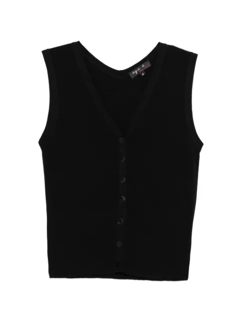 agnès b. V-neck buttoned knitwear Black EDT7J155