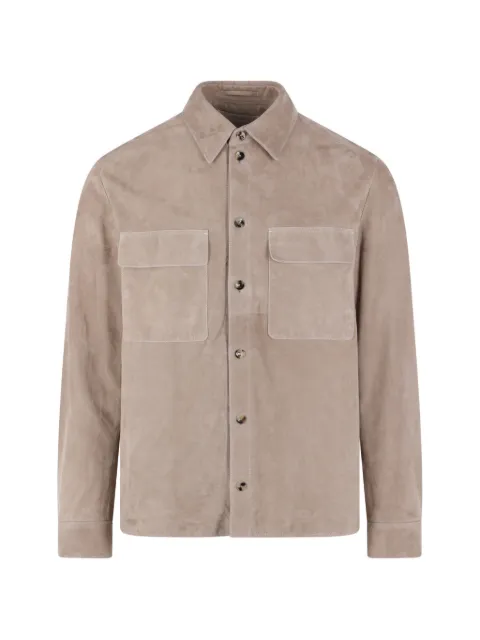 Agnona patch-pockets shirt leather jacket Neutrals PS11U1U8101N44