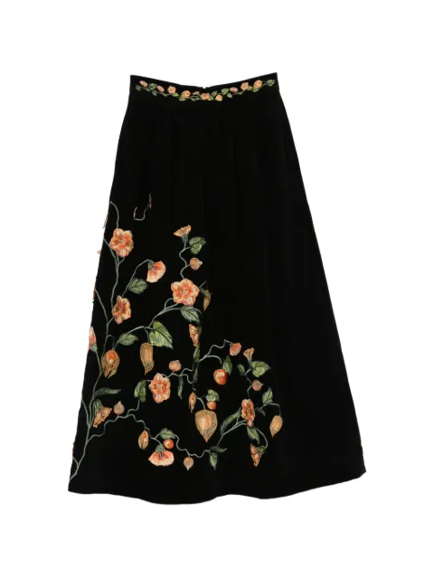 Agua By Agua Bendita Tangelo Uchuva floral embroidered skirt Black AF2006526