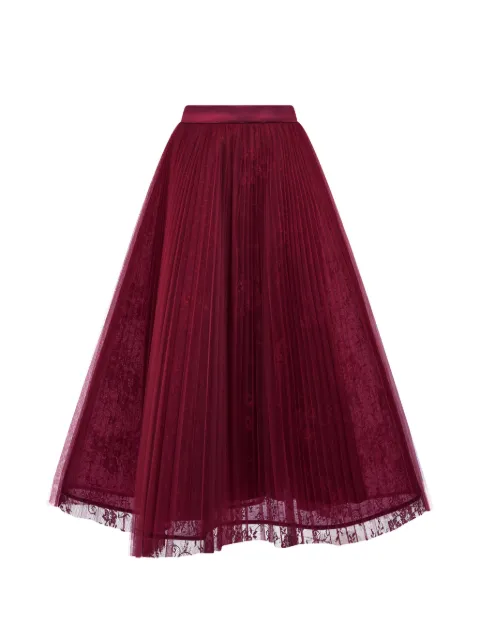 ARAFTU pleated lace skirt Red FS010126