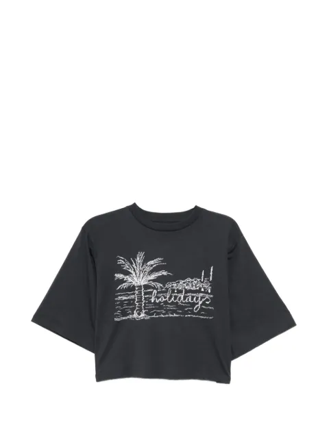 agnès b. YOKO COTTON cropped T-SHIRT Black EBI0SFO2