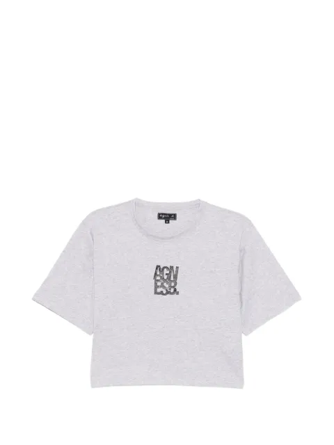 agnès b. graphic crop T-shirt Grey EBJ0SFP5