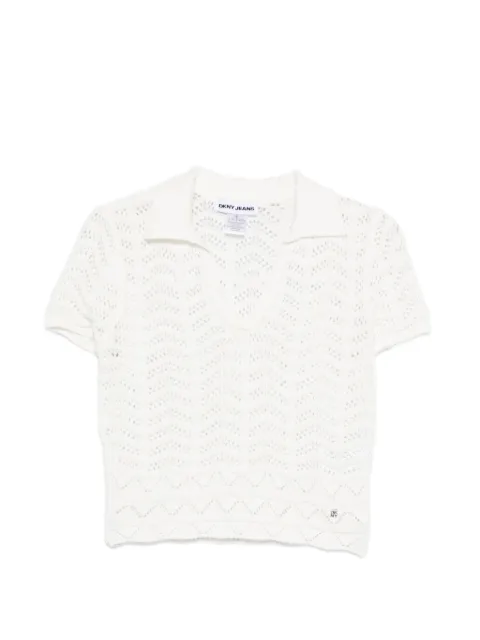 DKNY collared V-neck T-shirt White DJ6R0138
