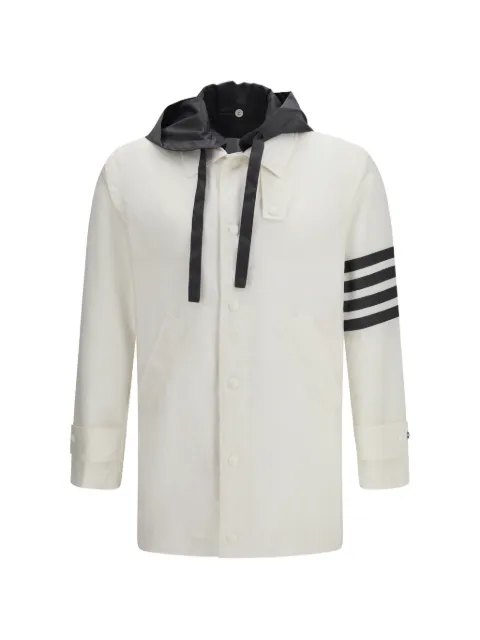 Thom Browne stripe-detail hooded coat Neutrals MOU641HF1095