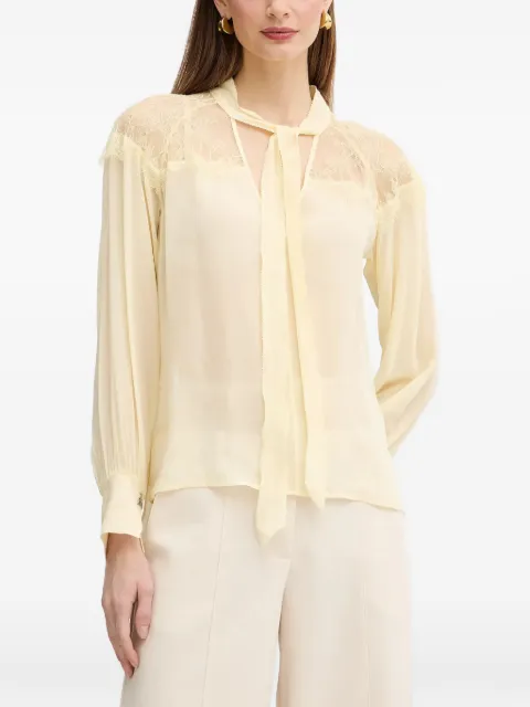 Patrizia Pepe lace tie-neck blouse Yellow 8C0859A692
