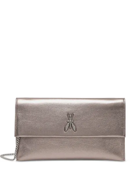 Patrizia Pepe Fly-appliqué chain clutch bag Silver CB5460L041
