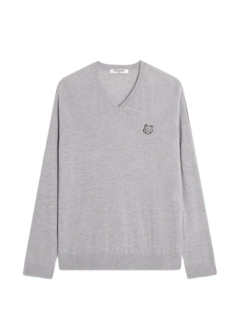 Maison Kitsuné Fox Head wool sweater Grey QM00800KT1181