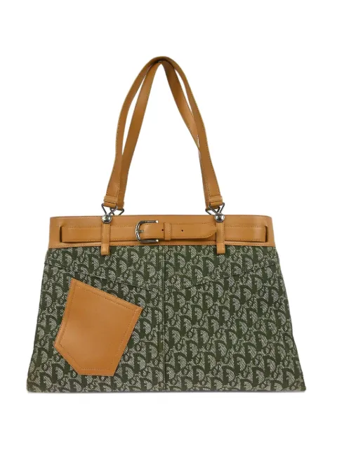 Christian Dior Pre-Owned 2001 Oblique jacquard canvas tote bag Green 116669