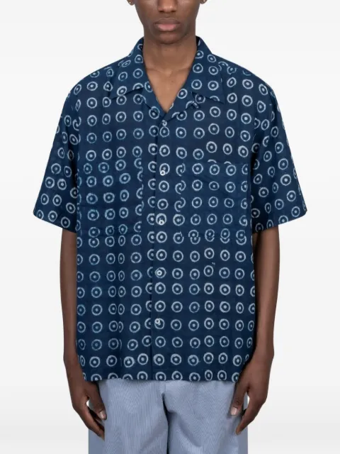 Universal Works patterned camper-collar shirt Blue 34162