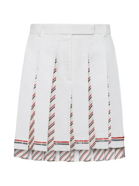 Thom Browne RWB bugle bead tipping low rise pleated skirt White FGR082EE1567