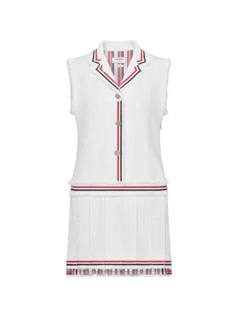 Thom Browne solid tweed pleated sportcoat dress White FDSF56TF0596