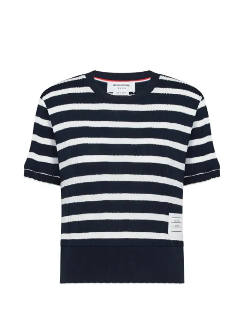 Thom Browne striped scallop-edge T-shirt Blue FJS224AJ0256