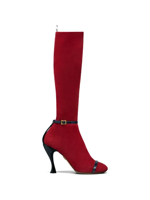 Thom Browne soft suede trompe l’œil 4-Bar sandal boots 105mm Red FFB257AL0178