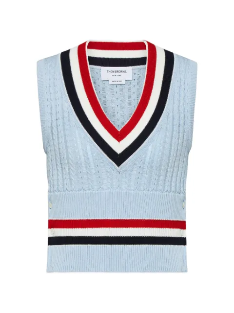 Thom Browne stripe-ladder cable vest Blue FKV231AY3014
