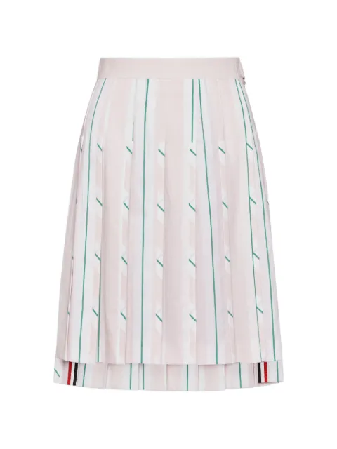 Thom Browne madras cotton striped pleated skirt Pink FGCA37UF1159