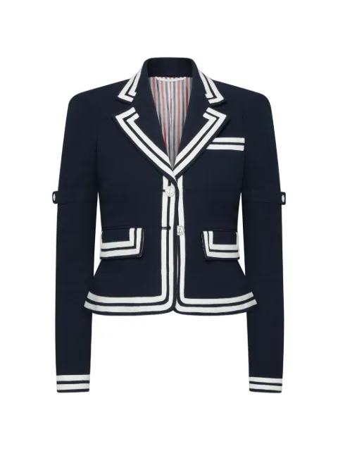 Thom Browne contrast-trim cropped jacket Blue FBR067BF0584