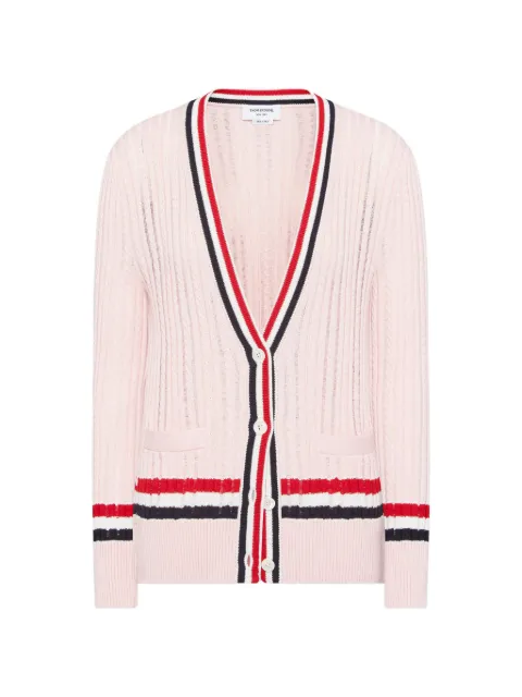 Thom Browne RWB stripe baby ladder cable elongated cardigan Pink SS26FKC706AY301400642