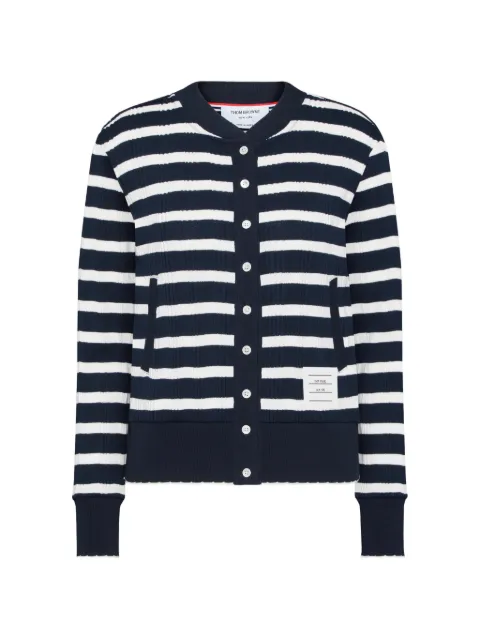Thom Browne striped rib scallop edge cardigan Blue FJT417AJ0256