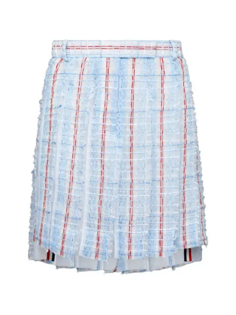 Thom Browne patterned tweed pleated mini skirt Blue FGR082TF1201