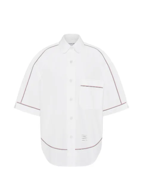 Thom Browne solid poplin RWB trim supersized short sleeve shirt White FLL223OF1004