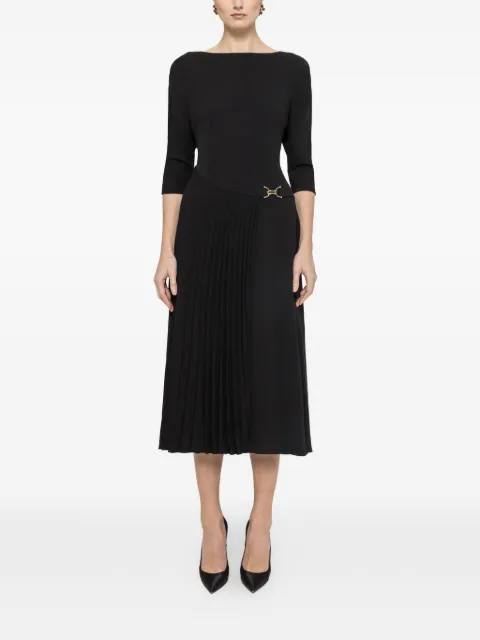 NISSA pleat-detail midi dress Black RZ16249BLACK